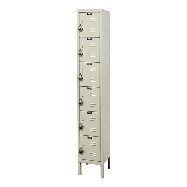 Ready-Built Fully Assembled One-Wide Six-Tier Lockers (12" H Openings)