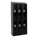 Fully Assembled Three-Wide Double-Tier School Lockers w/ Slope Top & Locks - Black