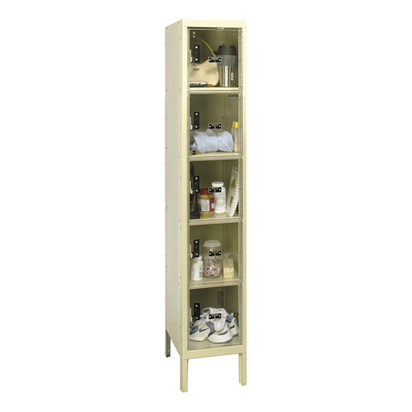Clear-View Plus One-Wide Five-Tier Lockers (12" H Openings)