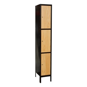 Wood/Metal Hybrid One-Wide Triple-Tier Lockers