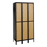 Wood/Metal Hybrid Three-Wide Double-Tier Lockers (36'' H Openings)