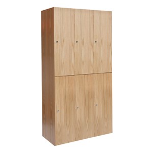 72" H Three-Wide Double-Tier Wood Club Lockers