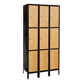 Wood/Metal Hybrid Three-Wide Triple-Tier Lockers (24'' H Openings)