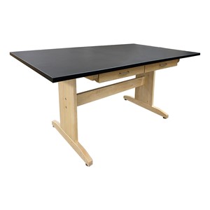 Art Table w/ Drawers - Black Laminate Top