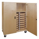 Mobile Storage Cabinet w/ Shelf & 24 Tote Trays