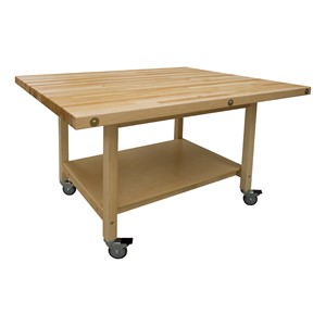 Mobile Student Table w/ Shelf & Maple Top