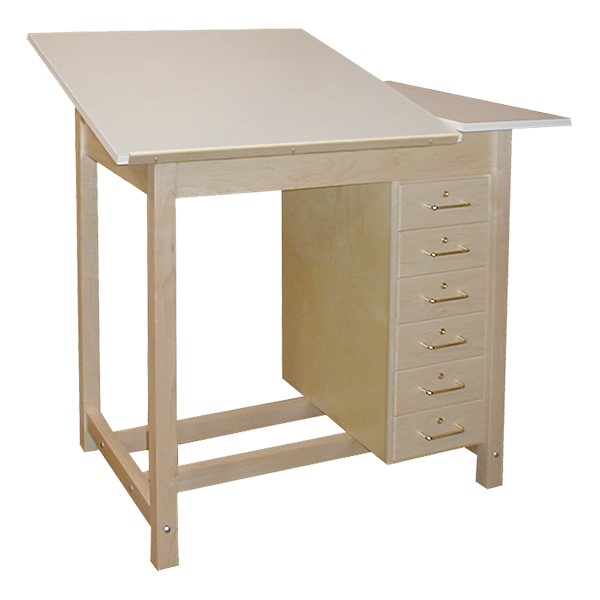Split-Top Drawing Table w/ Drawer Base
