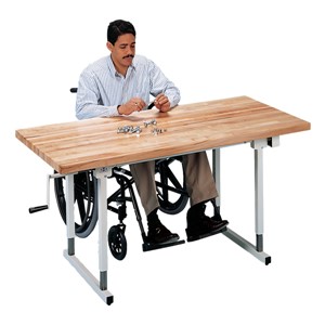 Deluxe Hand-Crank Butcher Block Work Table (28" W x 60" L)