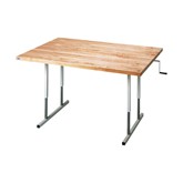 Deluxe Hand-Crank Butcher Block Work Table