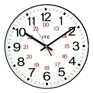 12" 12/24 Hour Plastic Wall Clock