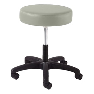 930 Series Exam Stool w/ Swivel Adjustment - Black Composite Base - Alabaster vinyl