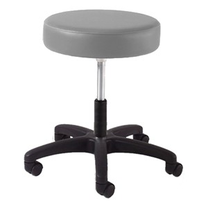 930 Series Exam Stool w/ Swivel Adjustment - Black Composite Base - Gray vinyl
