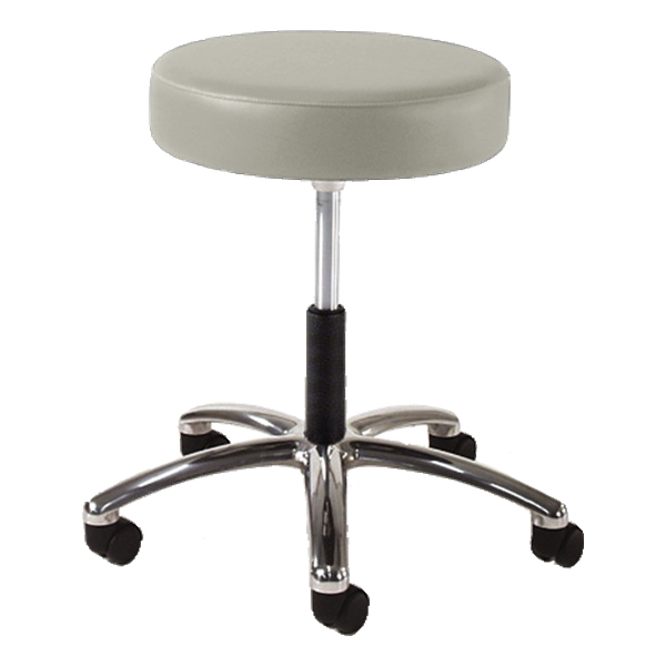 930 Series Exam Stool w/ Swivel Adjustment - Polished Chrome Base - Alabaster vinyl
