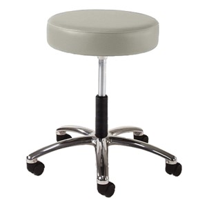 930 Series Exam Stool w/ Swivel Adjustment - Polished Chrome Base - Alabaster vinyl