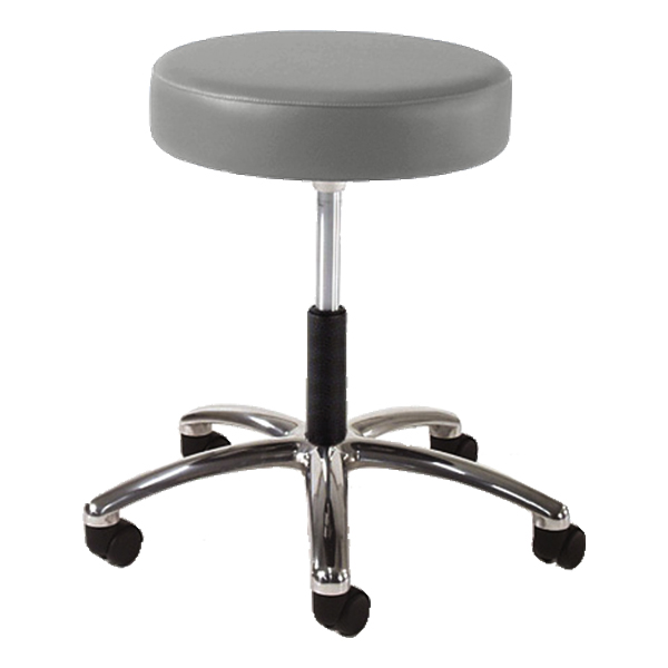 930 Series Exam Stool w/ Swivel Adjustment - Polished Chrome Base - Gray vinyl