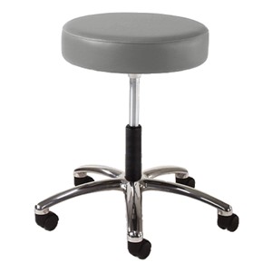 930 Series Exam Stool w/ Swivel Adjustment - Polished Chrome Base - Gray vinyl