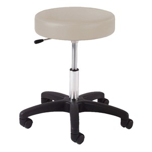 960 Series Exam Stool w/ Single-Lever Adjustment - Black Composite Base - Alabaster vinyl