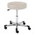 960 Series Exam Stool w/ Single-Lever Adjustment - Aluminum Base w/ Toecaps - Alabaster vinyl
