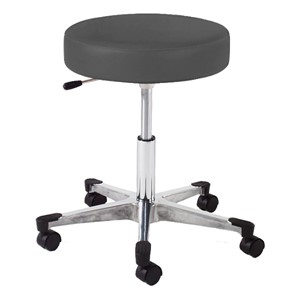 960 Series Exam Stool w/ Single-Lever Adjustment - Aluminum Base w/ Toecaps - Black vinyl