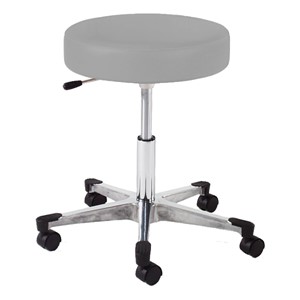 960 Series Exam Stool w/ Single-Lever Adjustment - Aluminum Base w/ Toecaps - Gray vinyl