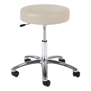 960 Series Exam Stool w/ Single-Lever Adjustment - Polished Chrome Base - Alabaster vinyl