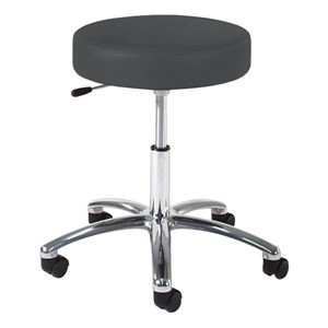 960 Series Exam Stool w/ Single-Lever Adjustment - Polished Chrome Base - Black vinyl