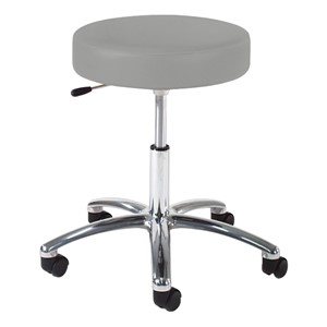 960 Series Exam Stool w/ Single-Lever Adjustment - Polished Chrome Base - Gray vinyl