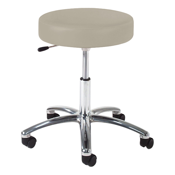 960 Series Exam Stool w/ Single-Lever Adjustment - Polished Chrome Base - Pearl vinyl