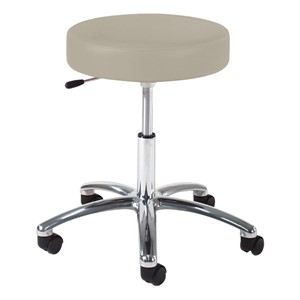 960 Series Exam Stool w/ Single-Lever Adjustment - Polished Chrome Base - Pearl vinyl