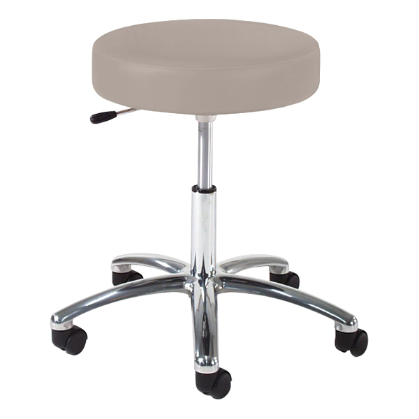 960 Series Exam Stool w/ Single-Lever Adjustment - Polished Chrome Base - Putty vinyl