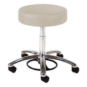 980 Series Exam Stool w/ 360-Degree Foot Ring Adjustment - Shown w/ polished chrome base