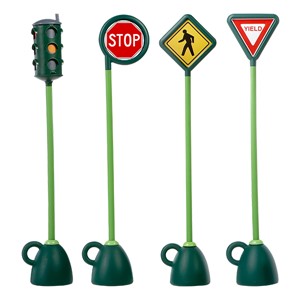 Playground Traffic Signs - Traffic Light, Stop, Yield,<br>& Pedestrian Crossing Set