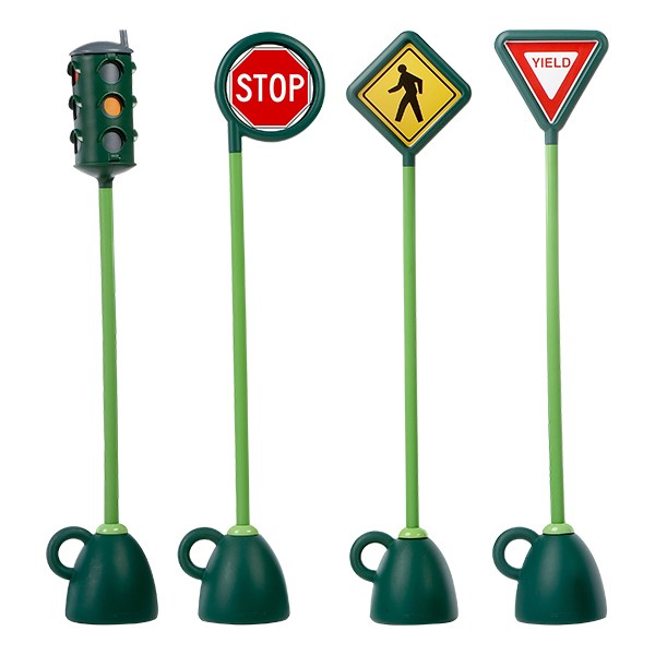 Playground Traffic Signs - Traffic Light, Stop, Yield,<br>& Pedestrian Crossing Set