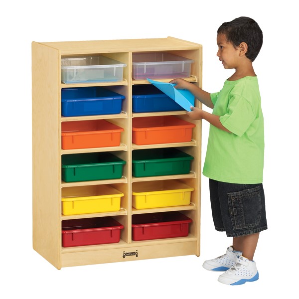 Baltic Birch Paper Tray Cubby Unit - 12 Cubbies w/ Colorful Trays