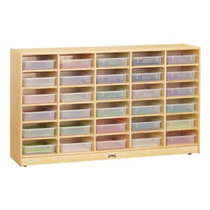 Baltic Birch Paper Tray Cubby Unit - 30 Cubbies w/ Clear Trays