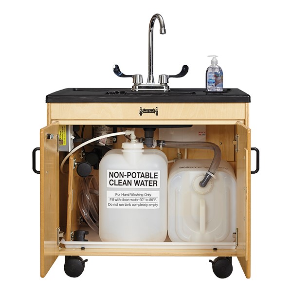 Clean Hands Helper Portable Sink - 26" Counter w/ Plastic Sink - Interior