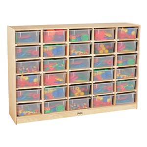 Baltic Birch 30-Cubby Single Storage Unit w/ Clear Trays - Accessories not included