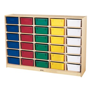Baltic Birch 30-Cubby Single Storage Unit w/ Colorful Trays