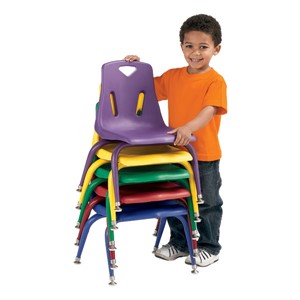 Stackable School Chair w/ Painted Legs - Five chairs shown stacked