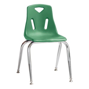 Stackable School Chair w/ Chrome Legs (14" Seat Height) - Green