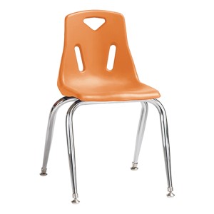 Stackable School Chair w/ Chrome Legs (14" Seat Height) - Orange