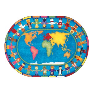 Hands Around the World Rug - Oval