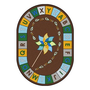 Alphabet Pinwheel Rug - Oval (10' 9" W x 13' 2" L) - Earth Tone