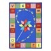Alphabet Pinwheel Rug - Rectangle (5' 4" W x 7' 8" L) - Primary