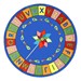 Alphabet Pinwheel Rug - Round (13' 2" Diameter) - Primary