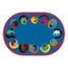 Joyful Faces Rug - Circle Seating Design - Oval - Blue w/ red border
