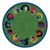 Joyful Faces Rug - Circle Seating Design - Round - Green w/ blue border