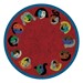 Joyful Faces Rug - Circle Seating Design - Round - Red w/ blue border