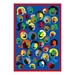 Joyful Faces Rug - Rectangle - Blue w/ red border