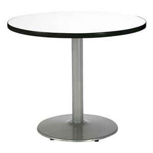 Round Pedestal Table w/ Silver Base - Crisp Linen